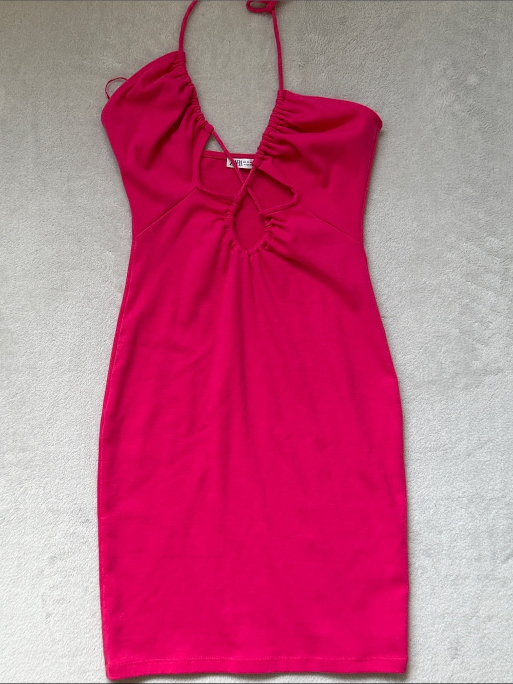Zara Hot Pink Halter Cutout Bodycon Mini Dress
